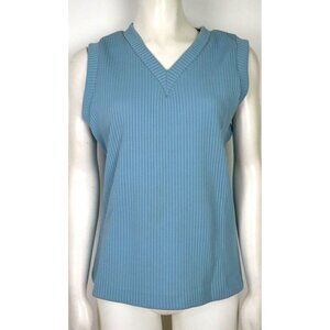 VINTAGE WOMEN'S BLUE SLEVELESS TOP VEST - CENTER STAGE - SIZE 14